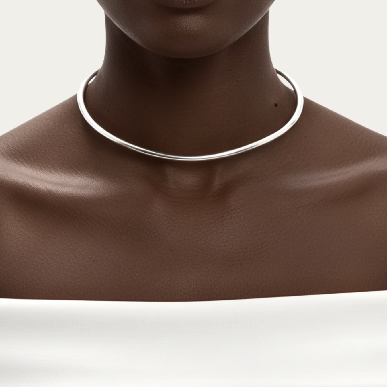 Colar Minimal - Choker minimalista banhado a ródio branco