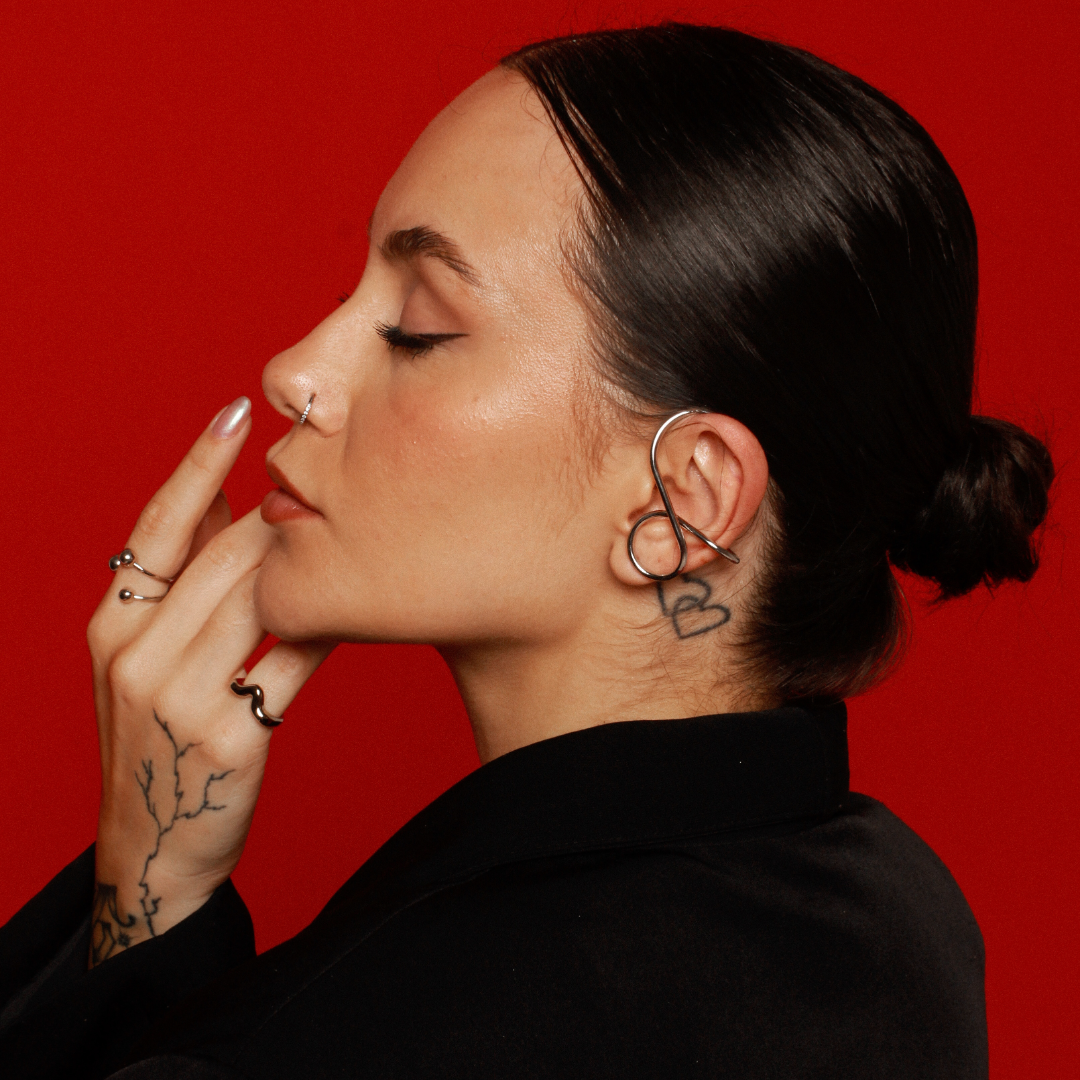 Brinco Com EarCuff Contemporâneo Prata